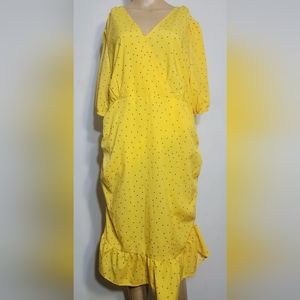 Shein Yellow Polka Dot Dress Large